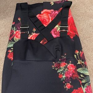 Ted Baker London Black Dress with Red Floral Design